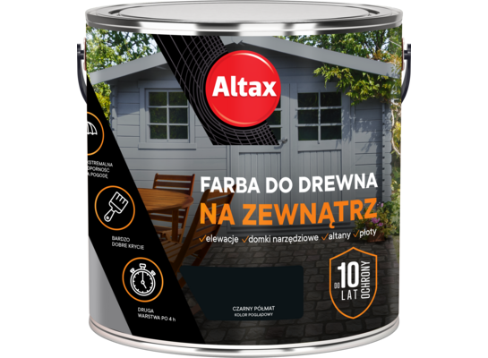 Farba do drewna na zewnątrz ALTAX 2,5 l czarny półmat