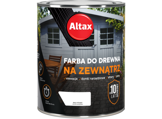 Farba do drewna na zewnątrz ALTAX 750 ml biały półmat