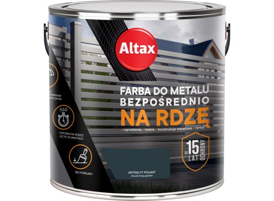Farba do metalu 2,5 l antracyt półmat Altax