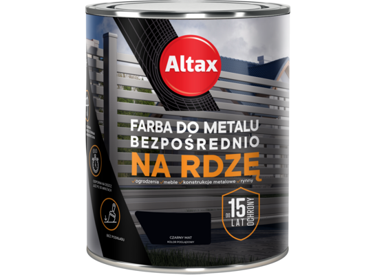 Farba do metalu 750 ml czarny mat Altax