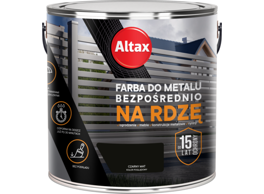 Farba do metalu 2,5 l czarny mat Altax