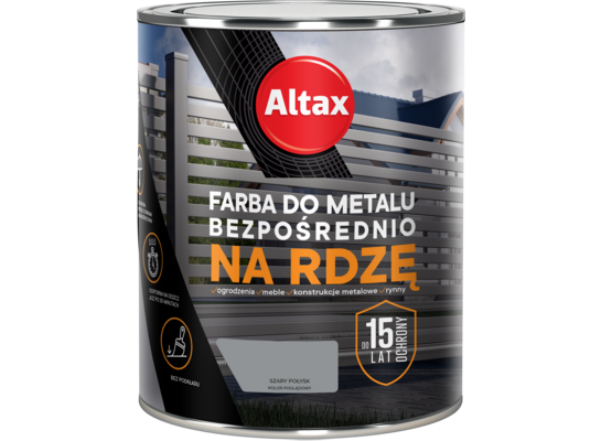 Farba do metalu 750 ml szary połysk Altax