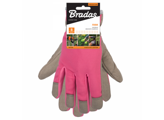 Rękawice damskie ogrodnicze ROSE rozmiar 7 S skóra syntetyczna