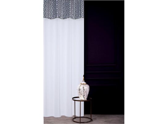 Firana Antique Chic LIGHT biało-czarna+złota 140 x 270 cm przelotki