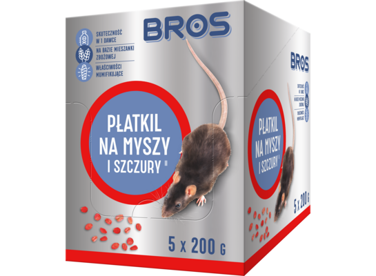 Płatkil na myszy i szczury 1 kg - 5 x doypack 200g Bros