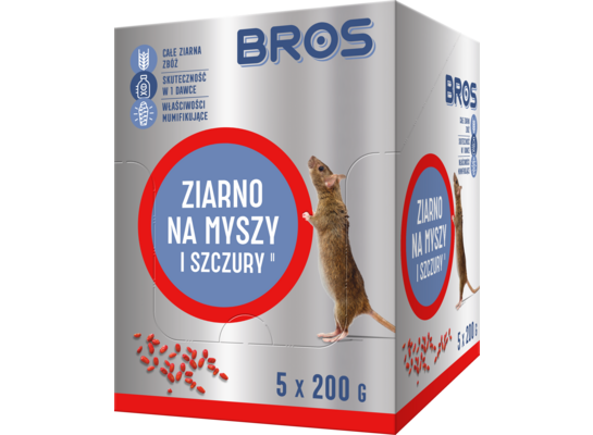 Ziarno na myszy i szczury 1 kg - 5 x doypack 200g Bros