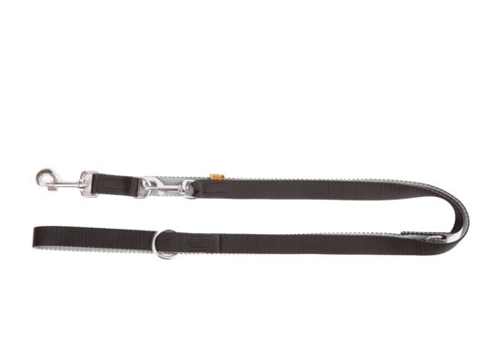 Smycz przedłużana Twilight Silver czarno-szary z taśmy polipropylenowej 2,5 x 220 cm