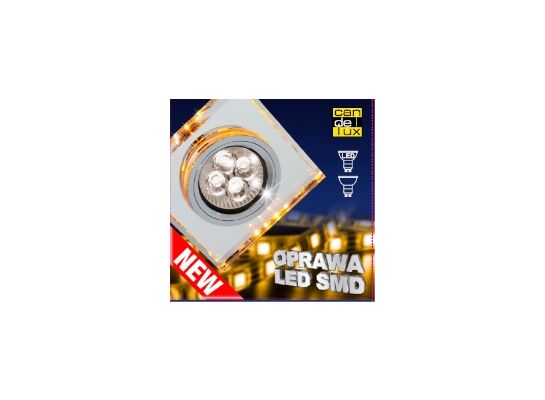 Oprawa stropowa stała kwadratowa SS-22 GU10 50 W+LED SMD 2,1 W bursztynowy/chrom