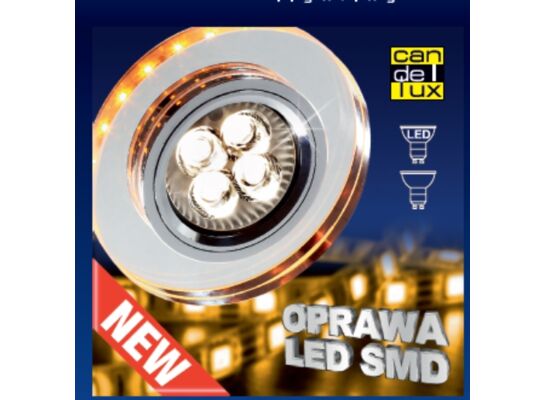 Oprawa stropowa stała okrągła SS-23 GU10 50 W+LED SMD 2,1 W bursztynowy/chrom