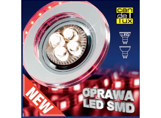Oprawa stropowa stała okrągła SS-23 GU10 50 W+LED SMD 2,1 W czerwono-różowy/chrom