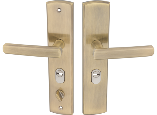 Klamka APO do drzwi chińskich patyna prawa z blokadą