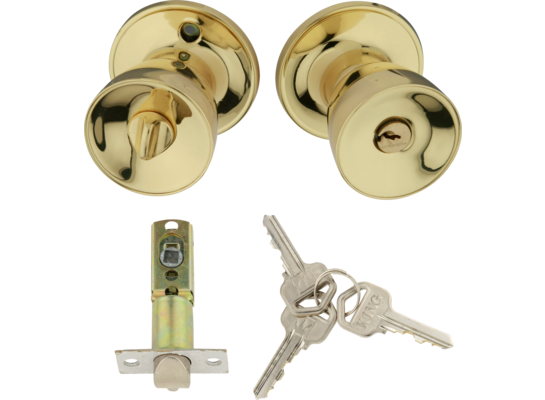 Gałka + zamek oszczędnościowy z blokadą AMB MEIKO mosiądz