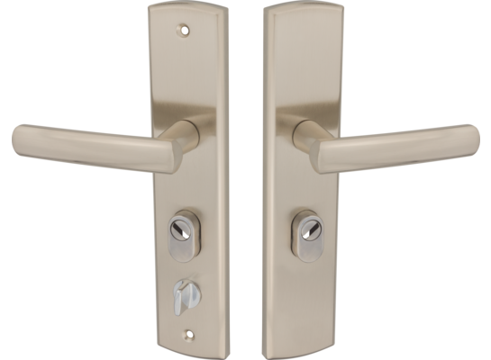 Klamka APO do drzwi chińskich nikiel prawa z blokadą