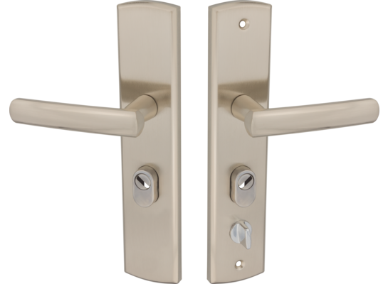 Klamka APO do drzwi chińskich nikiel lewa z blokadą