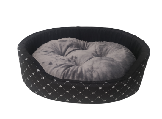 Legowisko L psie łapki + szara poduszka