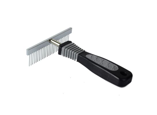 Grzebień dla psa poprzeczny dwustopniowy plastikowa rączka