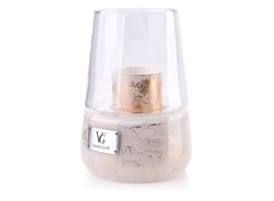 Lampion CRISTIE 25 x 18 cm biały marmur