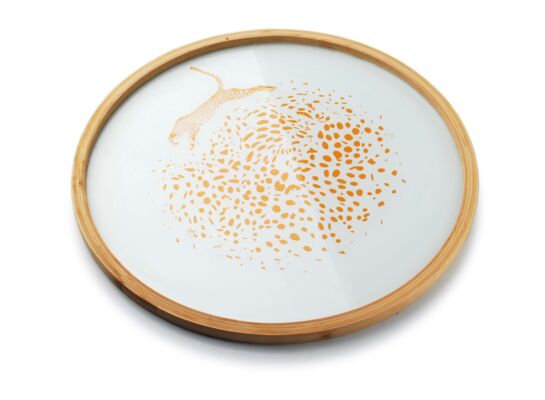 Taca okrągła 38 x 2 cm lampart gold