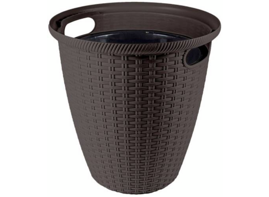Donica rattanowa D 328 mm / 20 l z doniczką wewnętrzną 11 l ciemna czekolada