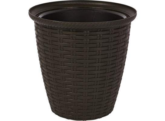 Donica rattanowa D 210 mm / 4,5 l z doniczką wewnętrzną 2,25 l ciemna czekolada