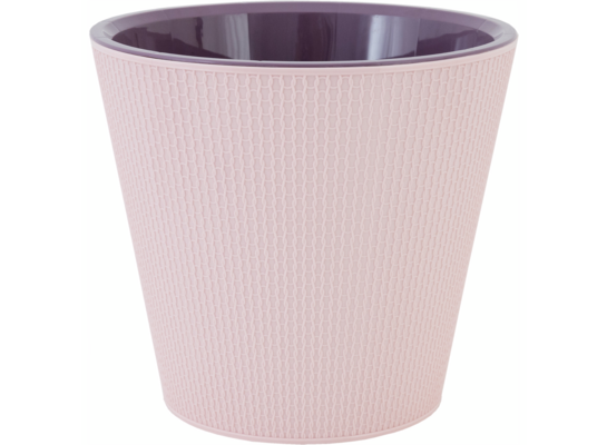 Osłonka plastikowa z doniczką wewnętrzną Ajur D 330 mm /16 l na kółkach angielska róża