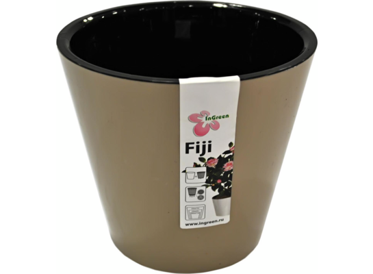Osłonka plastikowa z doniczką wewnętrzną Fiji D 330 mm /16 l na kółkach czekoladowy