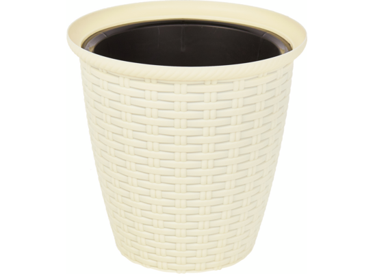Donica rattanowa D 233 mm / 7 l z doniczką wewnętrzną 4,5 l kremowy