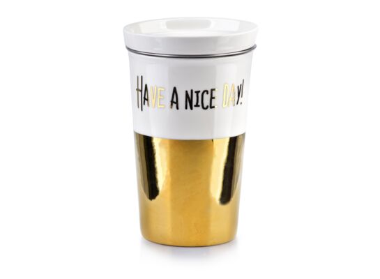 Kubek GOLD CHIC z pokrywką 410 ml +zaparzacz