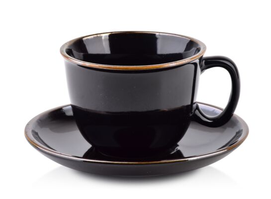 Filiżanka CAL BLACK 280 ml ze spodkiem 15 cm