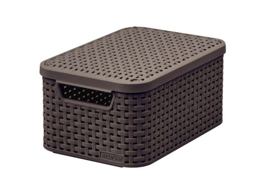 Kosz z pokrywką Rattan Style S 28,5 x 19,4 x 13 cm ciemnobrązowy CURVER