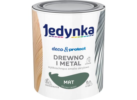 Farba akrylowa Jedynka Deco&Protect Drewno i Metal Mat Zielony ciemny 0,7 l