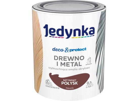 Farba akrylowa Jedynka Deco&Protect Drewno i Metal Satynowy Połysk Mahoń 0,7 l
