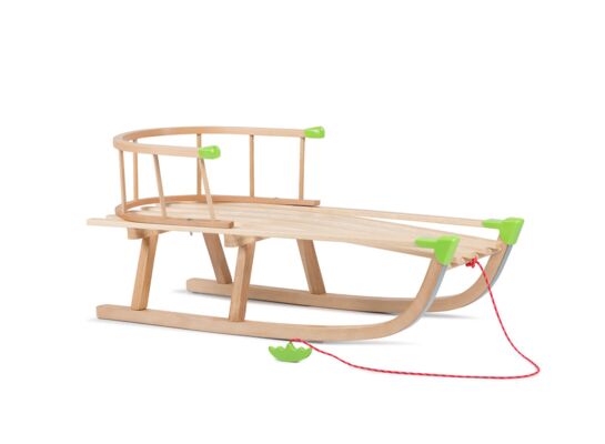 Sanki tradycyjne drewniane z oparciem