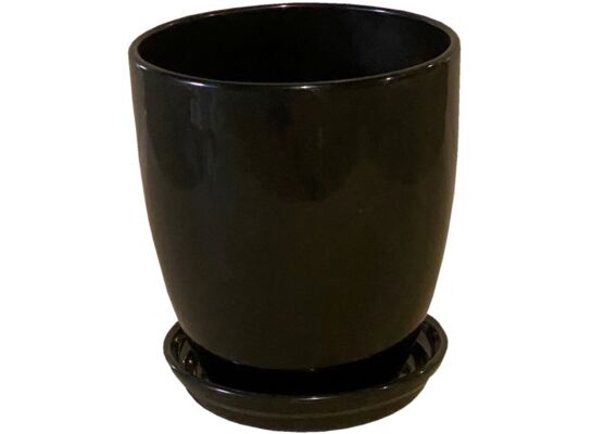 Doniczka Classic wysoka z podstawką 13,5 cm ceramiczna grafit