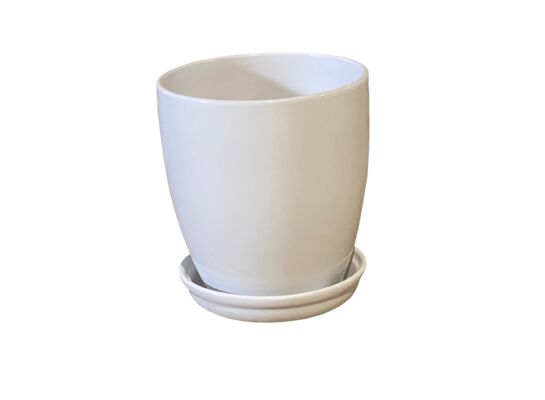 Doniczka Classic wysoka z podstawką 16 cm ceramiczna biała