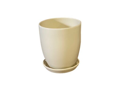 Doniczka Classic wysoka z podstawką 19 cm ceramiczna kremowa
