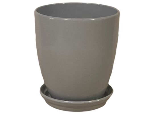 Doniczka Classic wysoka z podstawką 16 cm ceramiczna szara