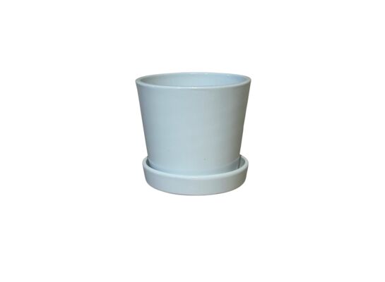 Doniczka stożek z podstawką 15 cm ceramiczna biały
