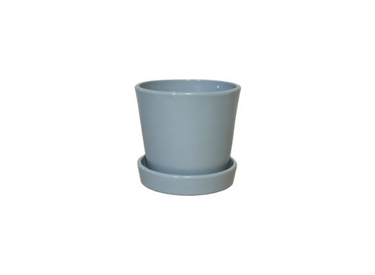 Doniczka Stożek z podstawką 15 cm ceramiczna szara