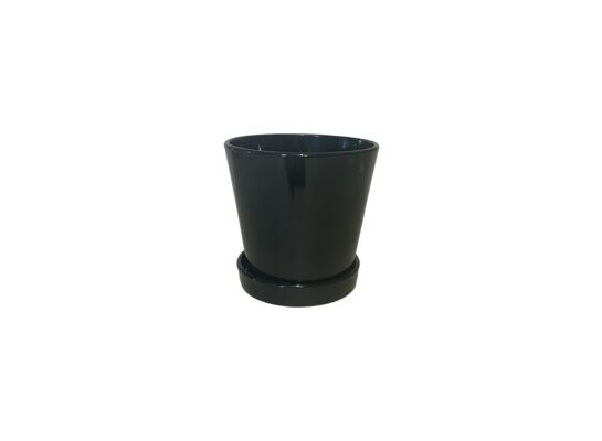 Doniczka stożek z podstawką 15 cm ceramiczna grafitowy