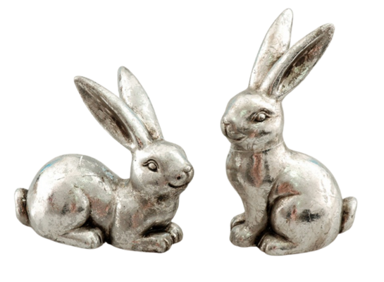 Zając ceramiczny 2 wzory srebrny