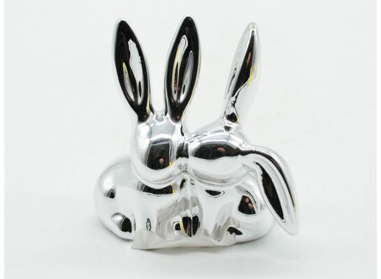 Zając ceramiczny 7,1 x 3,8 x 7,3 cm srebrny