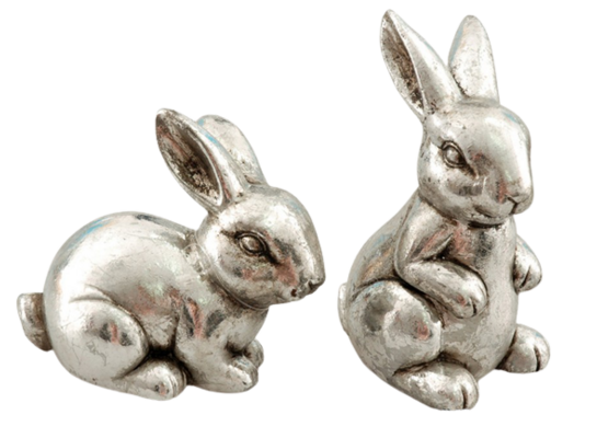 Zając ceramiczny 2 wzory srebrny