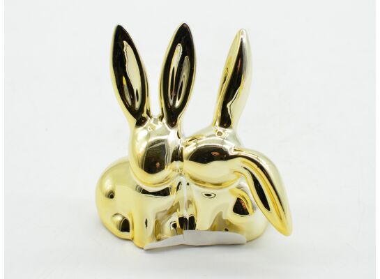 Zając ceramiczny 7,1 x 3,8 x 7,3 cm złoty