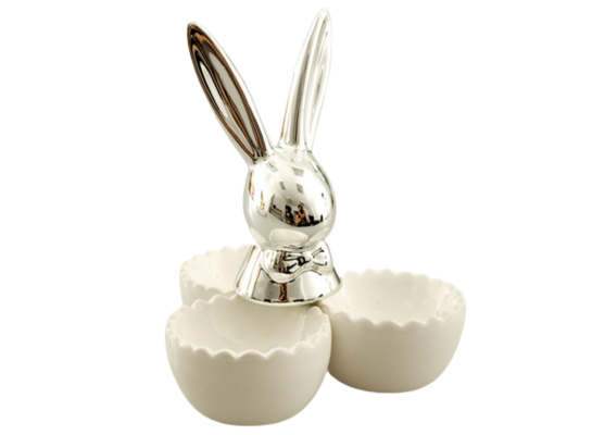 Podstawka na jajka ceramiczna 12 x 11 x 13,5 cm srebrna