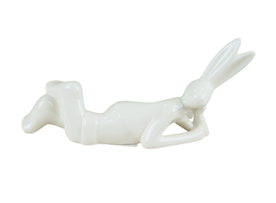 Zając ceramiczny 17,5 x 3,8 x 7,2 cm biały