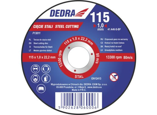 Tarcza do cięcia stali 115 x 1,0 x 22,2 mm