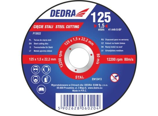 Tarcza do cięcia stali 125 x 1,5 x 22,2 mm