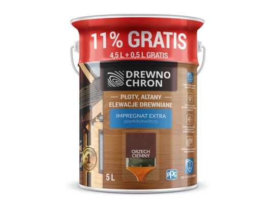 Impregnat EXTRA powłokotwórczy orzech ciemny 4,5L+11% gratis
