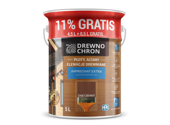 Impregnat EXTRA powłokotwórczy dąb ciemny 4,5L+11% gratis